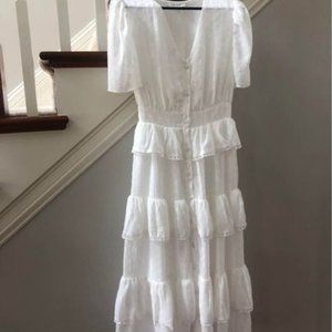 Free The Roses, White Tiered Maxi Dress, Size XS